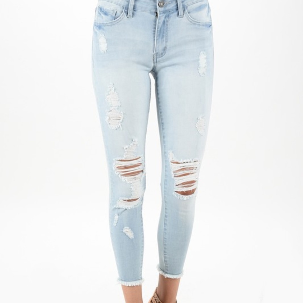 Light Washed Distressed Jeans - Picture 3 of 6